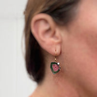 Lagoon/Pink Tourmaline and Diamond Earrings